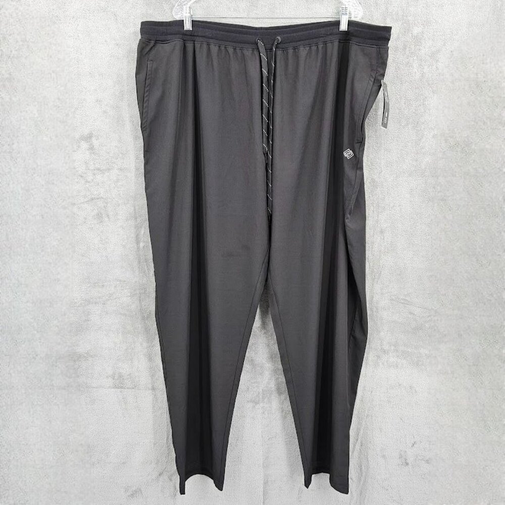 Zelos Mens Big & Tall Active Pants 3X True Black Straight Pockets Quick Dry New